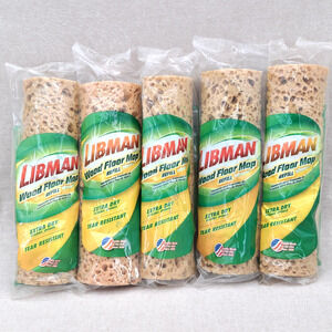 5 x Libman Wood Floor Mop Refills # 02027 Extra Dry Oceanic Sponge Replacement